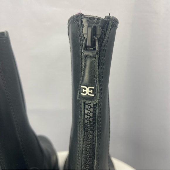 Sam Edelman Genia Smooth and Croc Effect Black Leather Chunky Heel Boot Size 7.5 - Picture 4 of 12